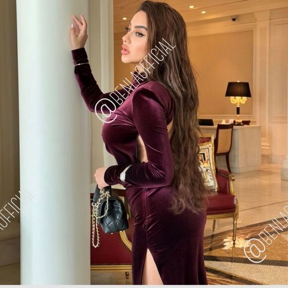 NWT ZARA DRAPED VELVET DRESS ZWβCOLLECTION burgundy - Picture 7 of 13